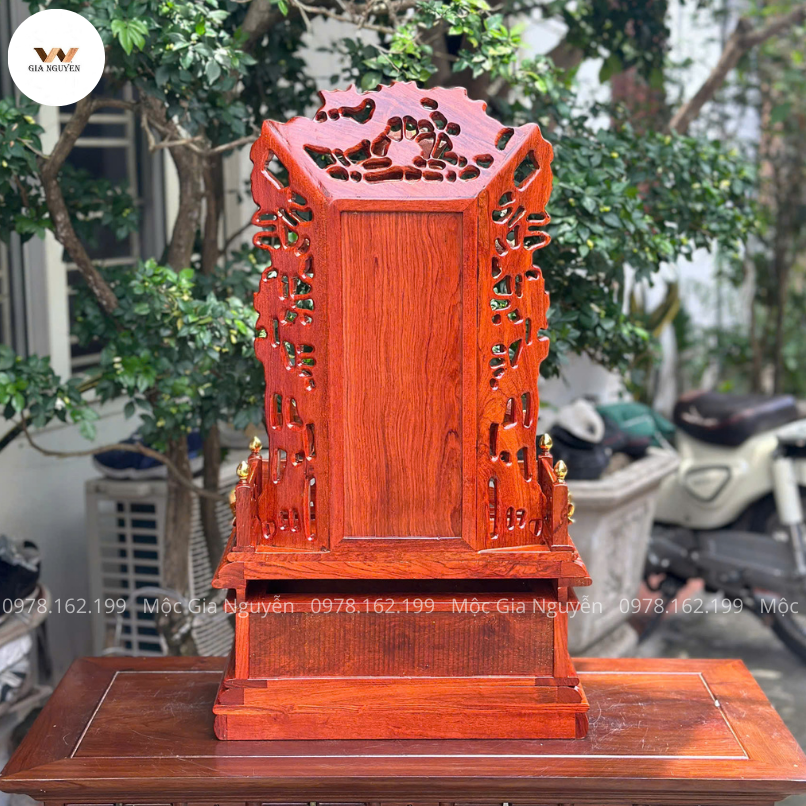 Cửu Huyền Thất Tổ Hoa Sen Gỗ Hương Dát Vàng BA11 - Ảnh 9