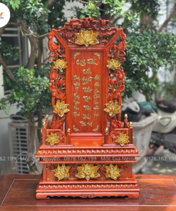 Cửu Huyền Thất Tổ Hoa Sen Gỗ Hương Dát Vàng BA11