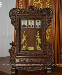 Bài Vị Hoa Mai Cho 3 Người Gắn Ảnh Gỗ Hương Đá BA28 