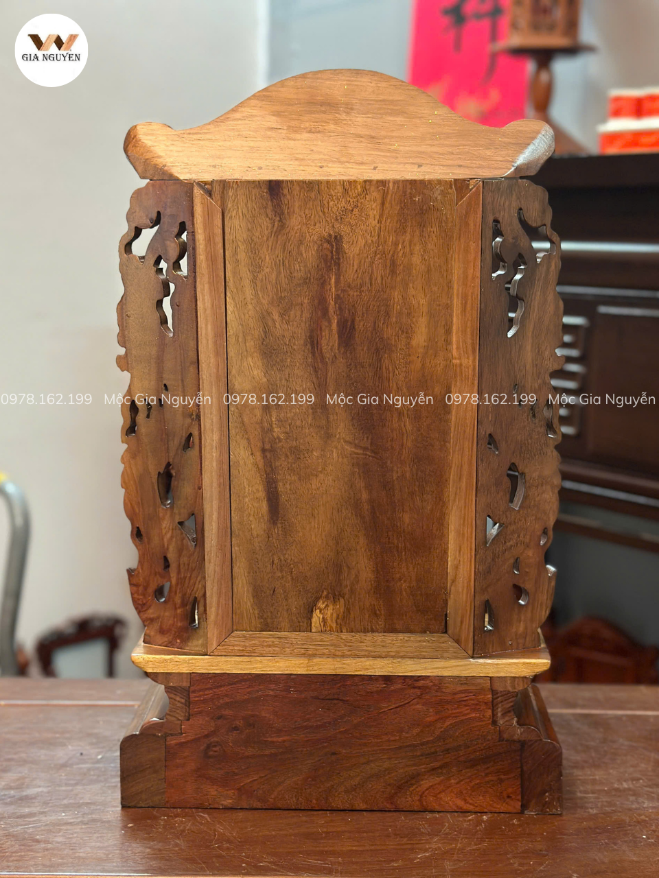 Bài Vị Song Long Gỗ Hương Gắn Ảnh Màu Óc Chó Cao 48cm BA38 - Ảnh 6