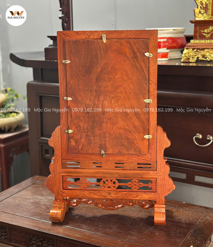 Bài Vị Thế Hệ Chữ Thọ Gỗ Hương Đá Gắn Ảnh Màu Cánh Gián 60x40cm BA48 - Ảnh 6