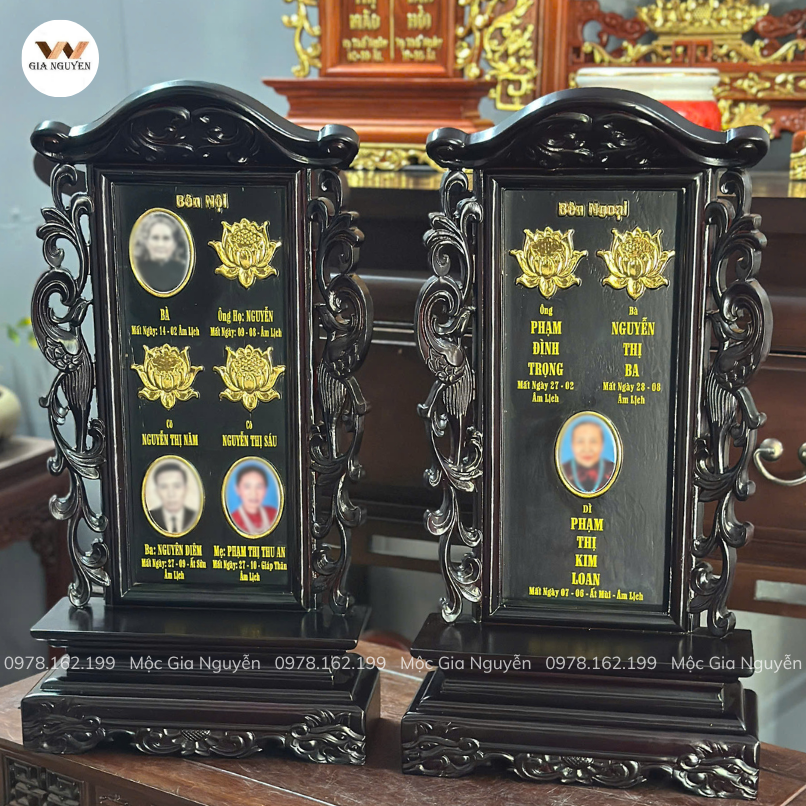 Bài Vị Song Phụng Gỗ Hương Màu Giả Cổ 58x30cm BA36 - Ảnh 5
