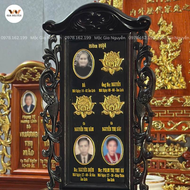 Bài Vị Song Phụng Gỗ Hương Màu Giả Cổ 58x30cm