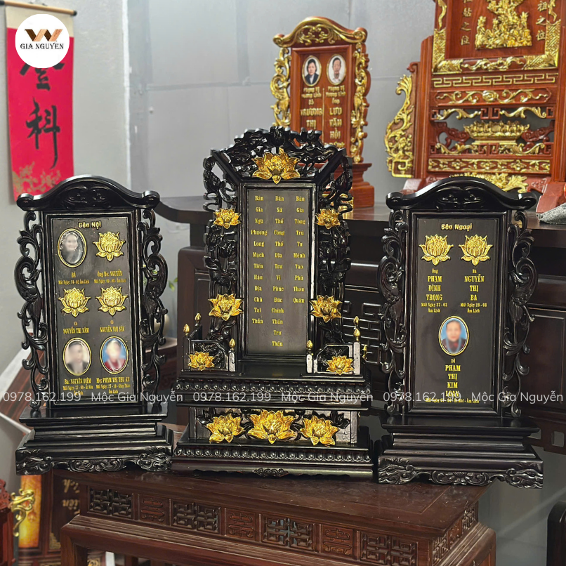 Bài Vị Song Phụng Gỗ Hương Màu Giả Cổ 58x30cm BA36 - Ảnh 6