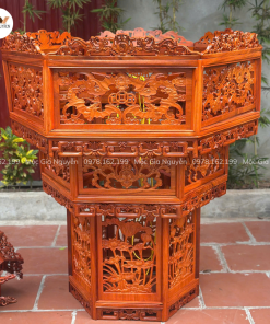 Đèn Lồng Cỡ Lớn Gỗ Hương Lào 1m2x1m2 Màu Cánh Gián ĐA01