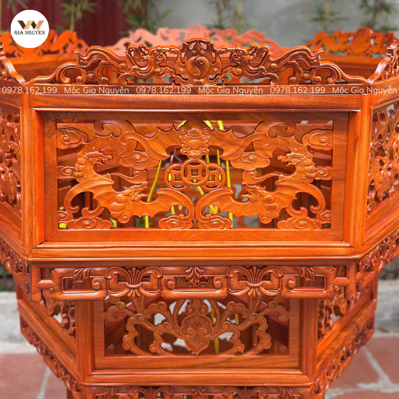 Đèn Lồng Cỡ Lớn Gỗ Hương Lào 1m2x1m2