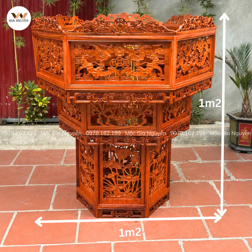 Đèn Lồng Cỡ Lớn Gỗ Hương Lào 1m2x1m2