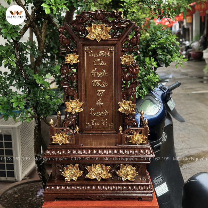 Sen Vị Cửu Huyền Thất Tổ Gỗ Hương Đá 69cm BA25