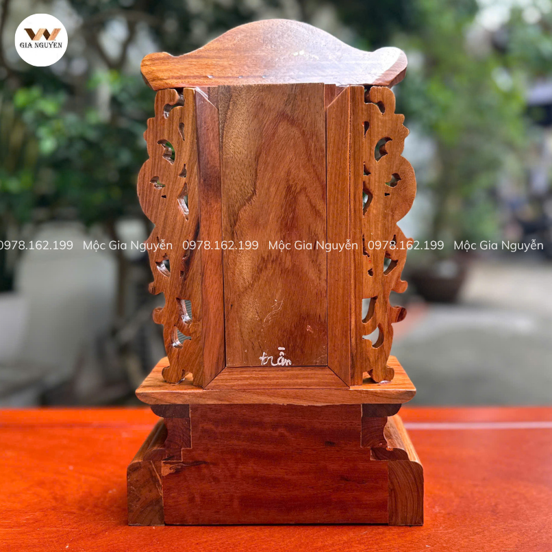 Bài Vị Song Long Gắn Ảnh Gỗ Hương Màu Trần 41x23cm BA50