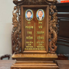Bài Vị Song Long Gỗ Hương Gắn Ảnh Màu Óc Chó Cao 48cm BA38