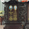 Bài Vị Song Long Gỗ Hương Chữ Hoa Màu Mận Chín Đậm 48x30cm BA44