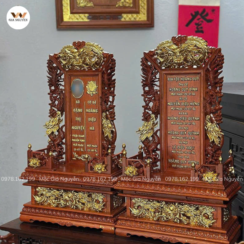 Long Vị Gỗ Hương Đá Gắn Ảnh 40x69x20cm BA27
