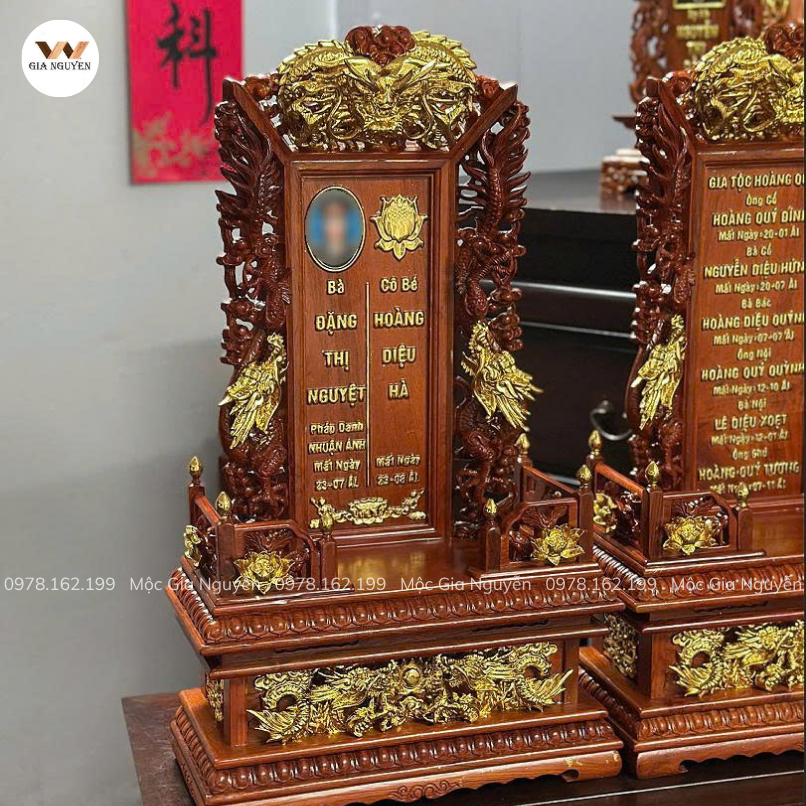 Long Vị Gỗ Hương Đá Gắn Ảnh Ngang 40cm Cao 69cm Sâu 20cm BA27 - Ảnh 2