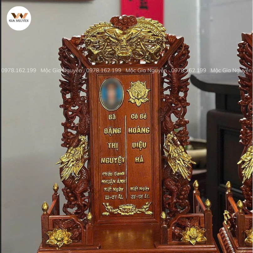 Long Vị Gỗ Hương Đá Gắn Ảnh 40x69x20cm BA27