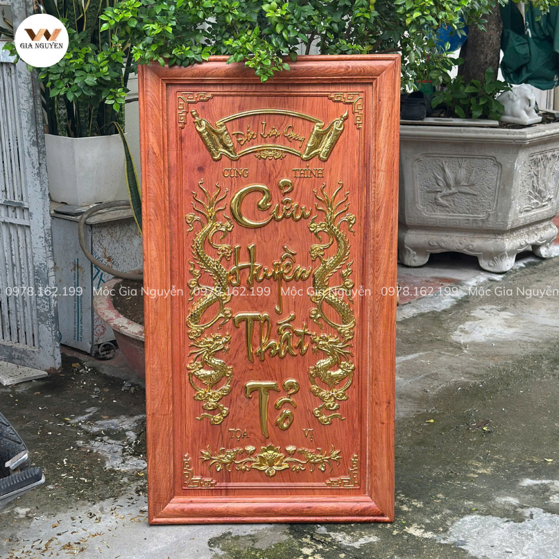 Tranh Cửu Huyền Thất Tổ Gỗ Hương 60x108cm TC11