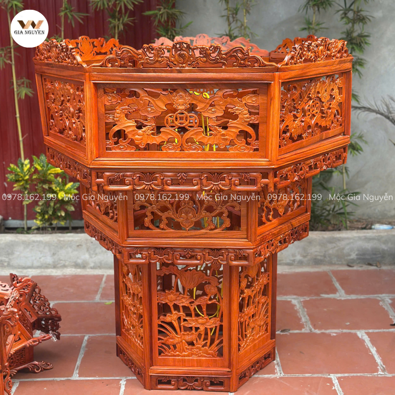 Đèn lồng gỗ nhiều tầng 3 tầng