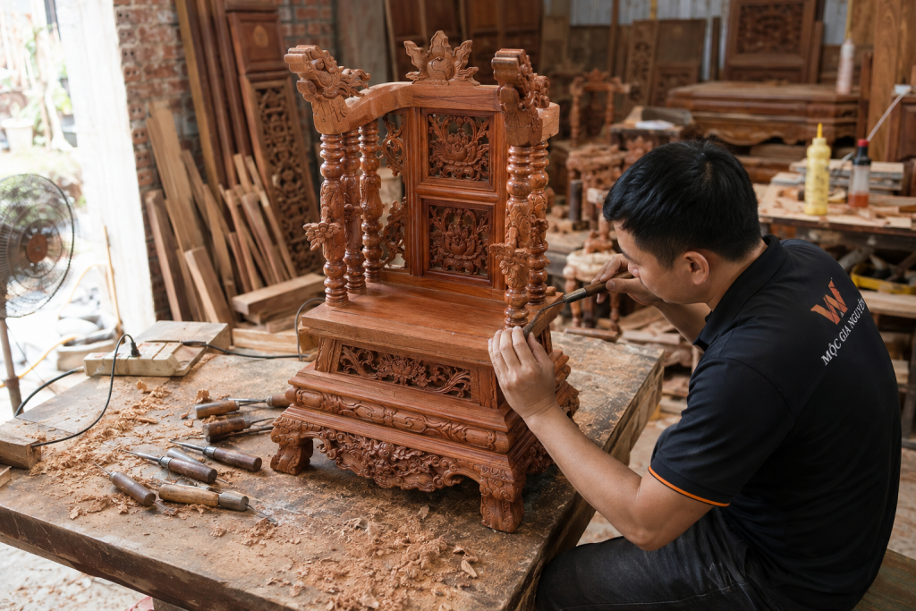 Quy trình đặt ngai thờ theo kích thước riêng