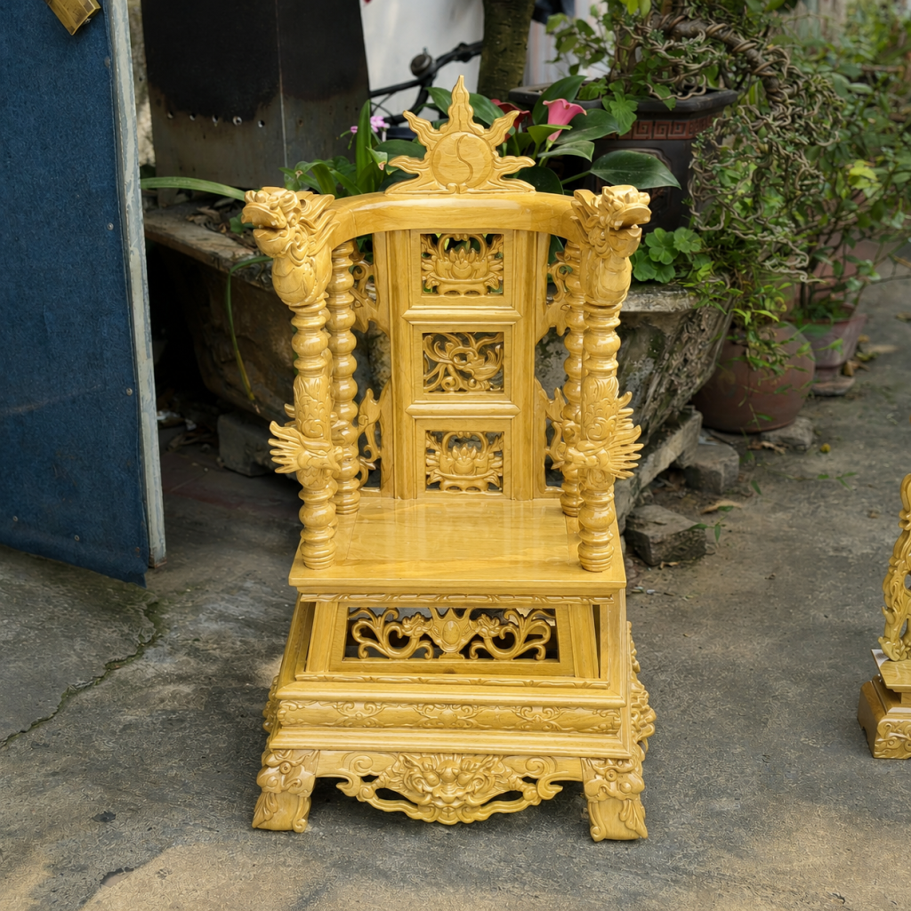 Ngai thờ gỗ Mít màu vàng ấm