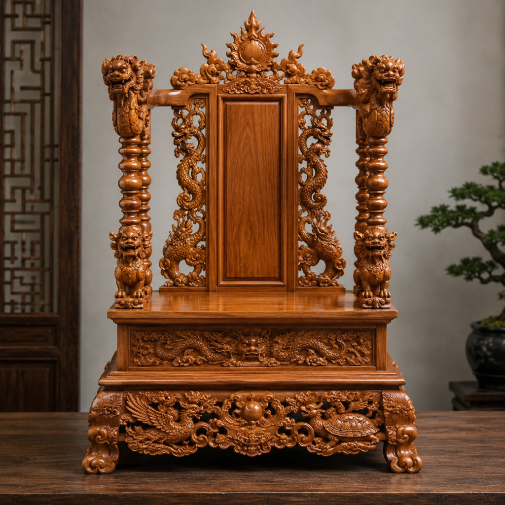 Hoa văn Kỳ Lân trên ngai thờ