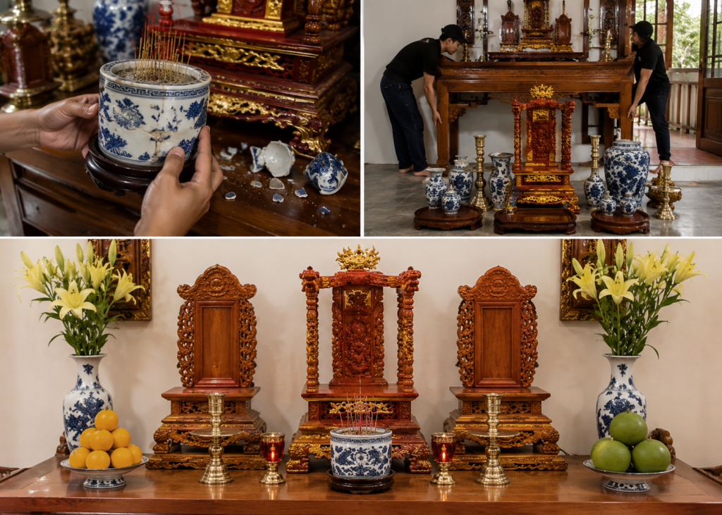 3 trường hợp thay ngai thờ có thể đi kèm thay bát hương