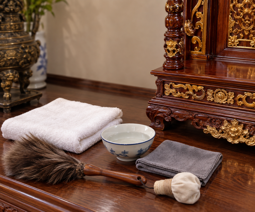 Dụng cụ để vệ sinh đèn lồng gỗ