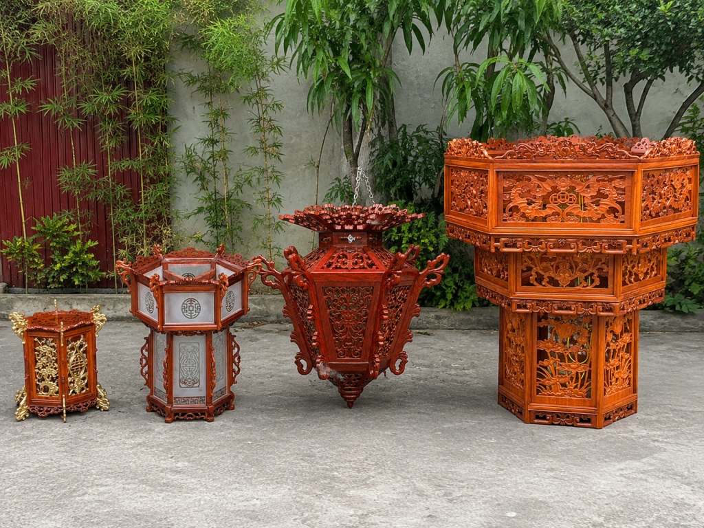 Kích thước đèn lồng gỗ đa dạng