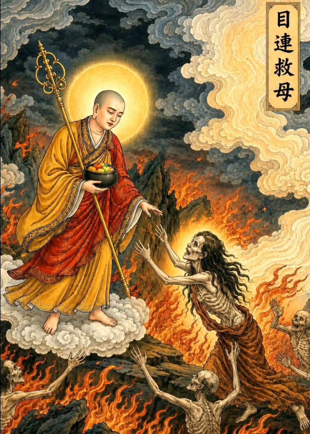 Lễ Vu Lan có nguồn gốc từ sự tích Đại Đức Mục Kiền Liên là vị Tôn Giả đã cứu mẹ mình thoát khỏi nơi địa ngục