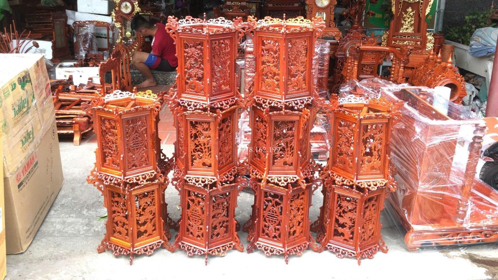 Đèn lồng gỗ tứ quý sau khi hoàn thiện