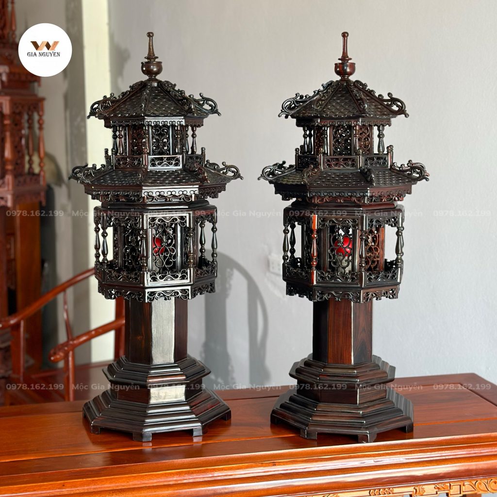 Đèn thờ gỗ trắc cao cấp sau hoàn thiện