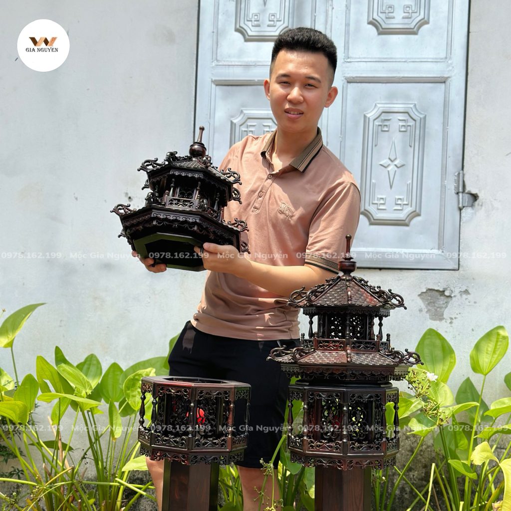 Đèn thờ gỗ trắc cao cấp 80cm